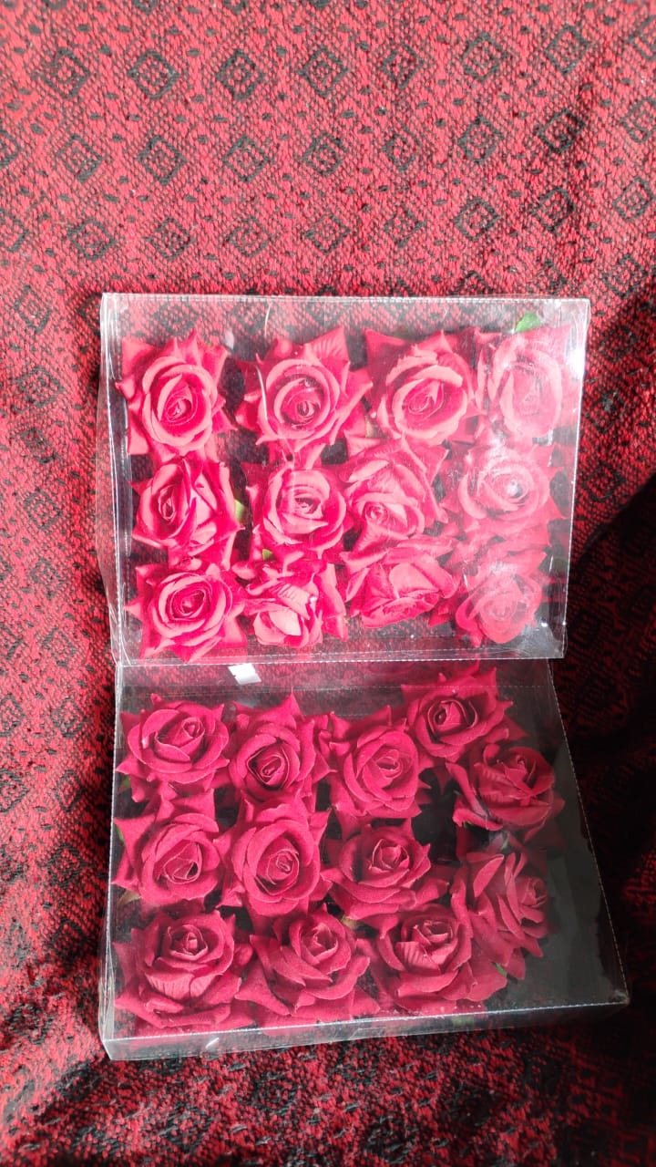 Flower Rose Hair Pin / Clip Velvet Flower Design (12 pcs Set / Red Color Only), Hair accessories Variety Bazaar