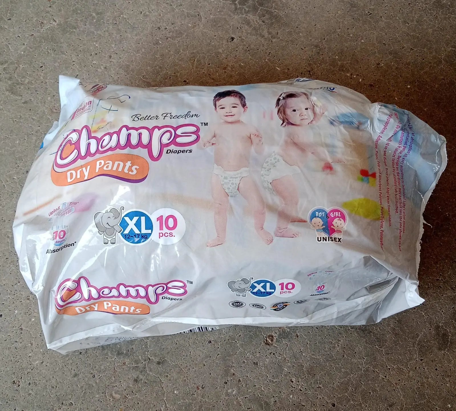 0969 Baby Diaper High Absorbent Pant Diapers, Champs Soft and Dry Baby Diaper Pants Xl 10 Pcs (Extra Large , XL10 Pieces) Travel Sahayak