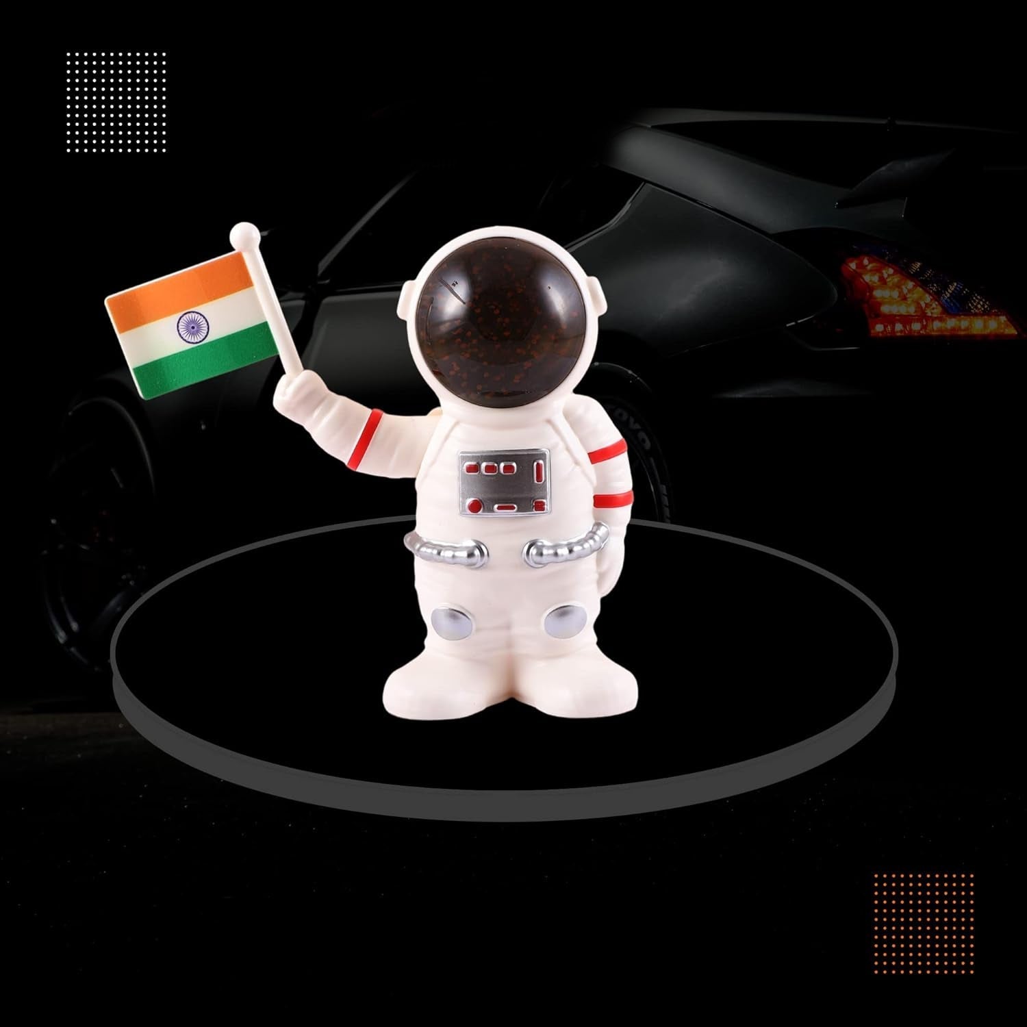 Solar Power Astronaut Ornament Moving Hand with Indian Flag (1 Pc) Variety Bazaar