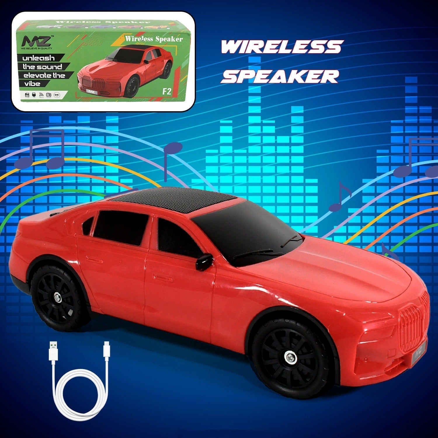 Wireless Bluetooth Speaker Portable Car Shape Music Speaker Support Bluetooth, TF Card, USB, Fm Radio Function Unique Shape Car Speaker Variety Bazaar