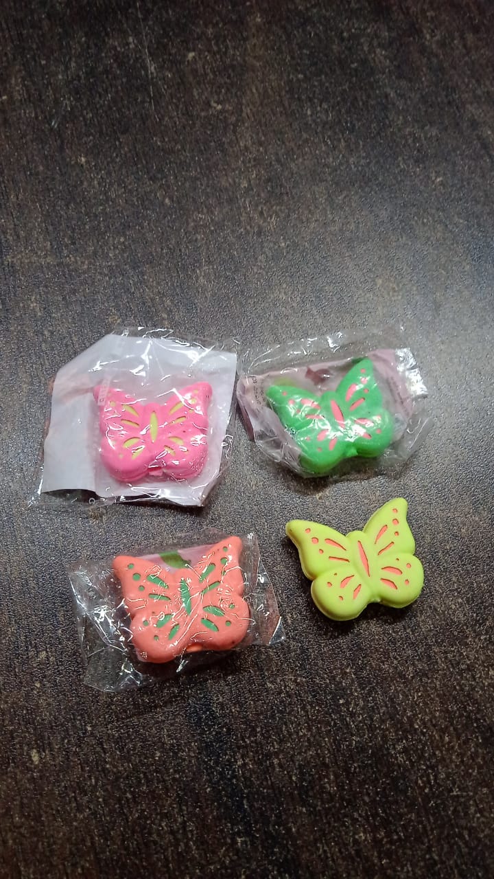 Butterfly Shape Eraser Rubber (1 Pc / Mix Colour & Design) Variety Bazaar