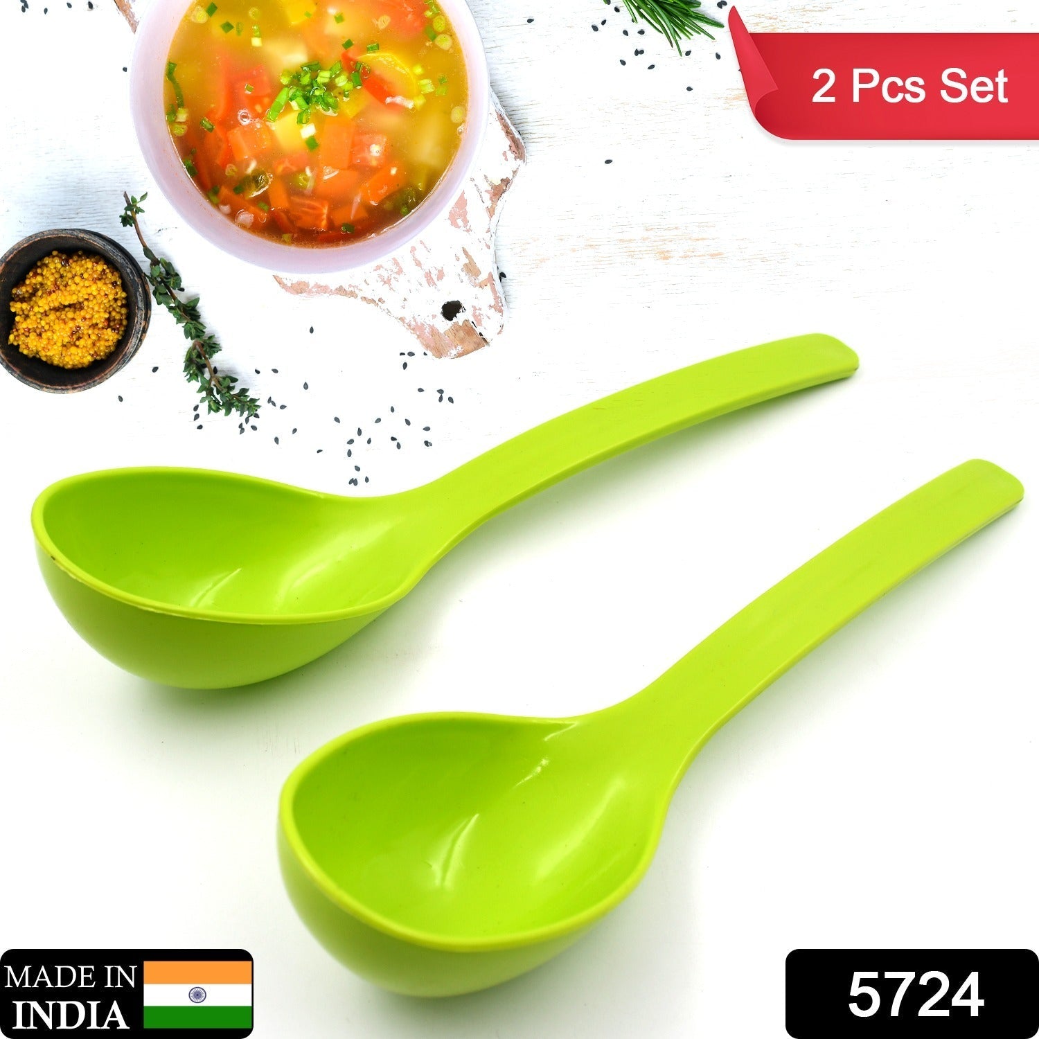 Plastic Spoon Kitchen Multipurpose Serving Ladle for Frying, Serving, Turner, Curry Ladle, Serving Rice, Spoon Used While Eating and Serving Food Stuffs Etc (2 Pcs Set / 10 Inch ) Variety Bazaar