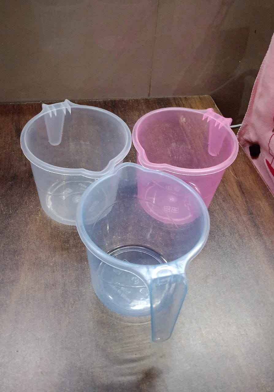 Plastic Round Transparent Bath Water Mug (1 Pc 1200 Ml Mix Color)