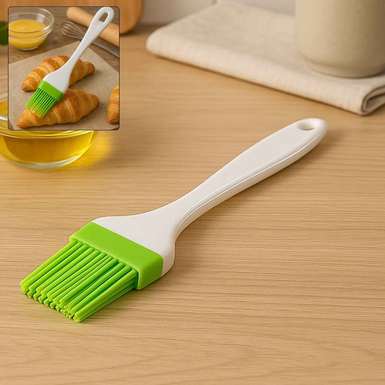 Silicone Kitchen Oil Spatula Brush With Handle Pastry Cake Brush (17 Cm 1 Pc)