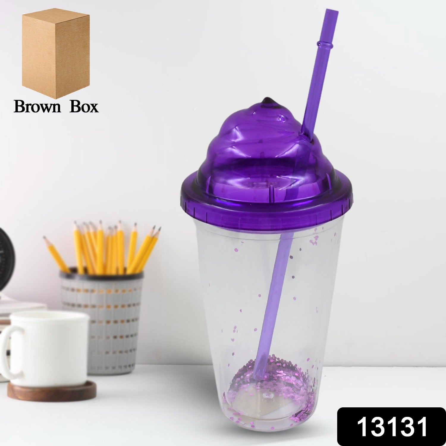 High Quality Plastic Creative Cold Drink Cup / Tumble, Reusable Tea Coffee Tumbler with Lid and Straw, Double Wall Plastic Drinking Sport Bottle, Travel Tumbler (1 Pc / Mix Color) Variety Bazaar