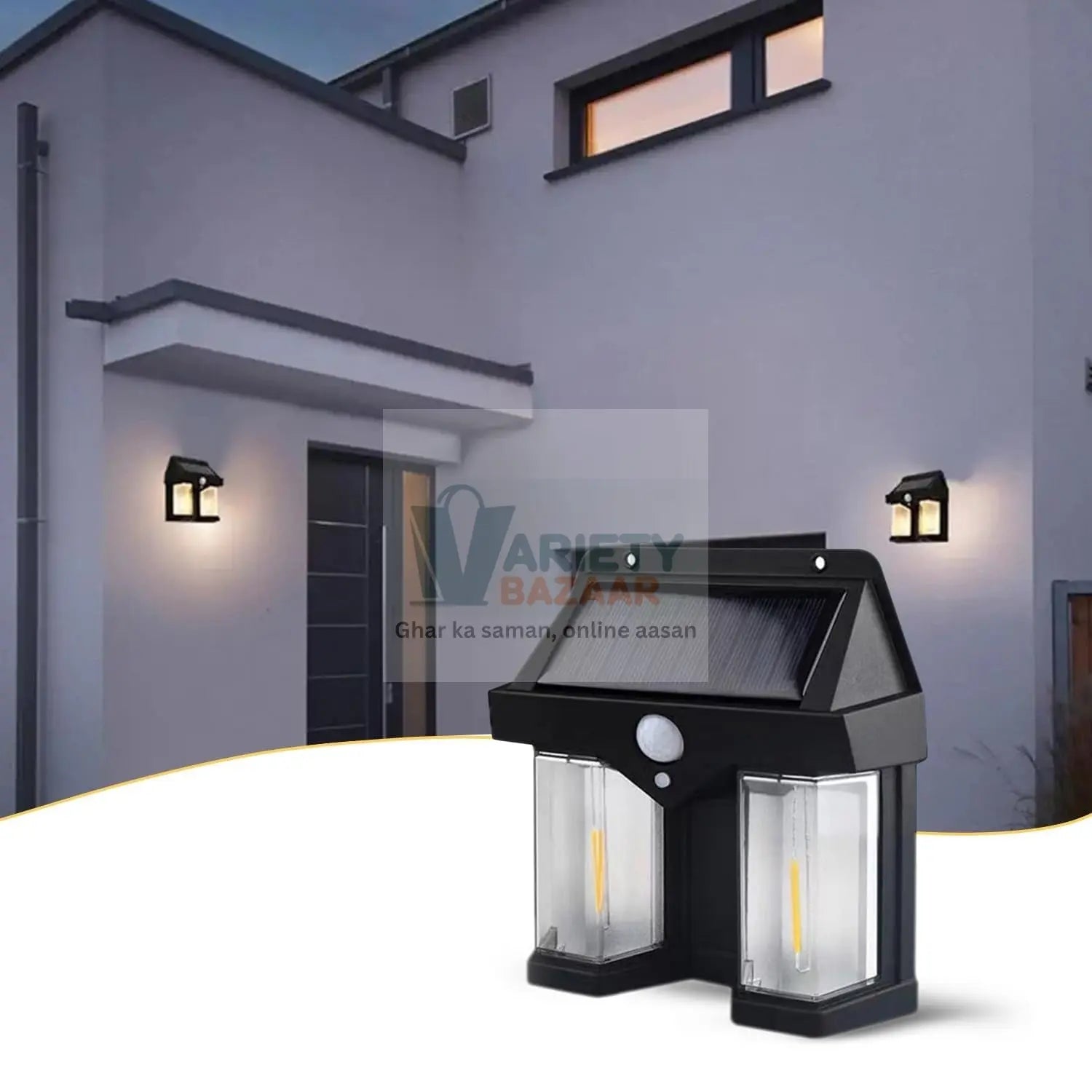 12585 Outdoor Solar Wall Lamp Outdoor Waterproof High Quality Lamp Induction Garden Lamp Garden Villa Night Lamp Double Lamp Light (1 Pc) Travel Sahayak