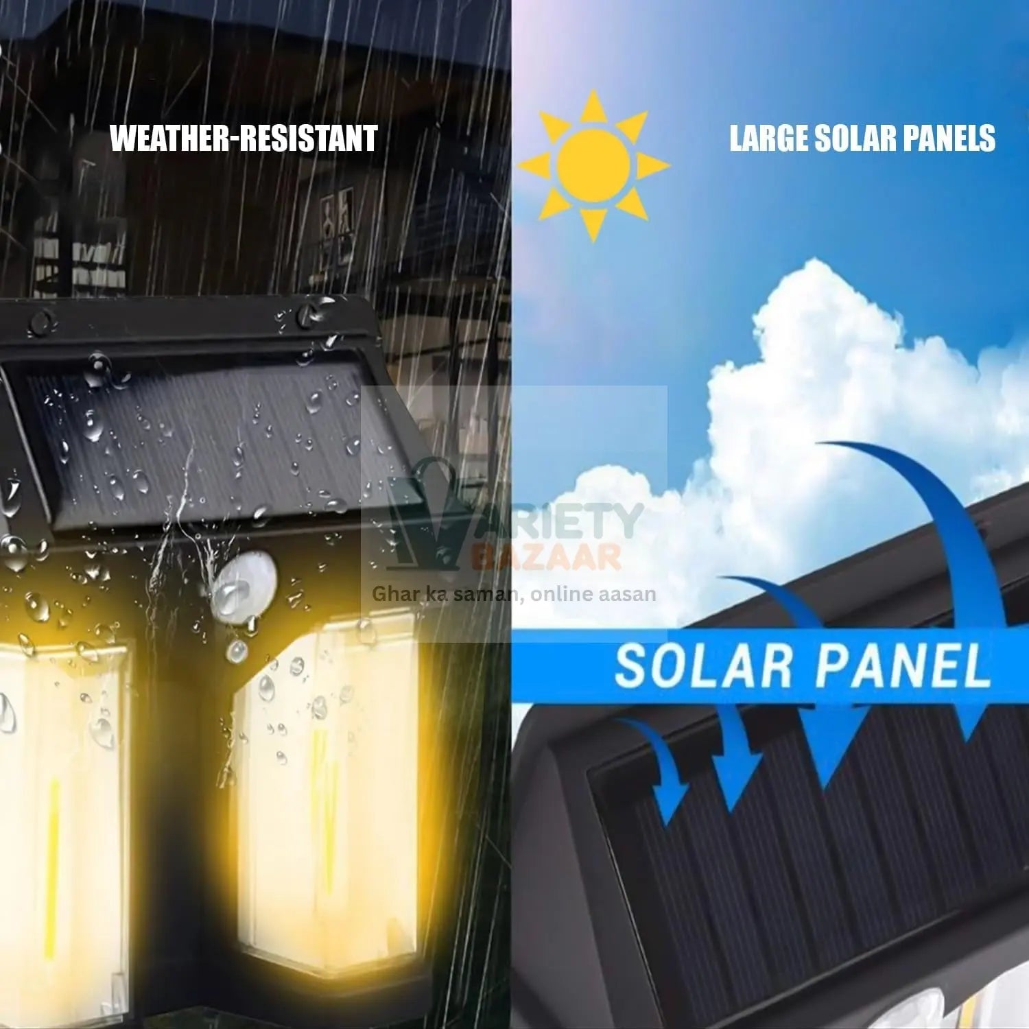 12585 Outdoor Solar Wall Lamp Outdoor Waterproof High Quality Lamp Induction Garden Lamp Garden Villa Night Lamp Double Lamp Light (1 Pc) Travel Sahayak