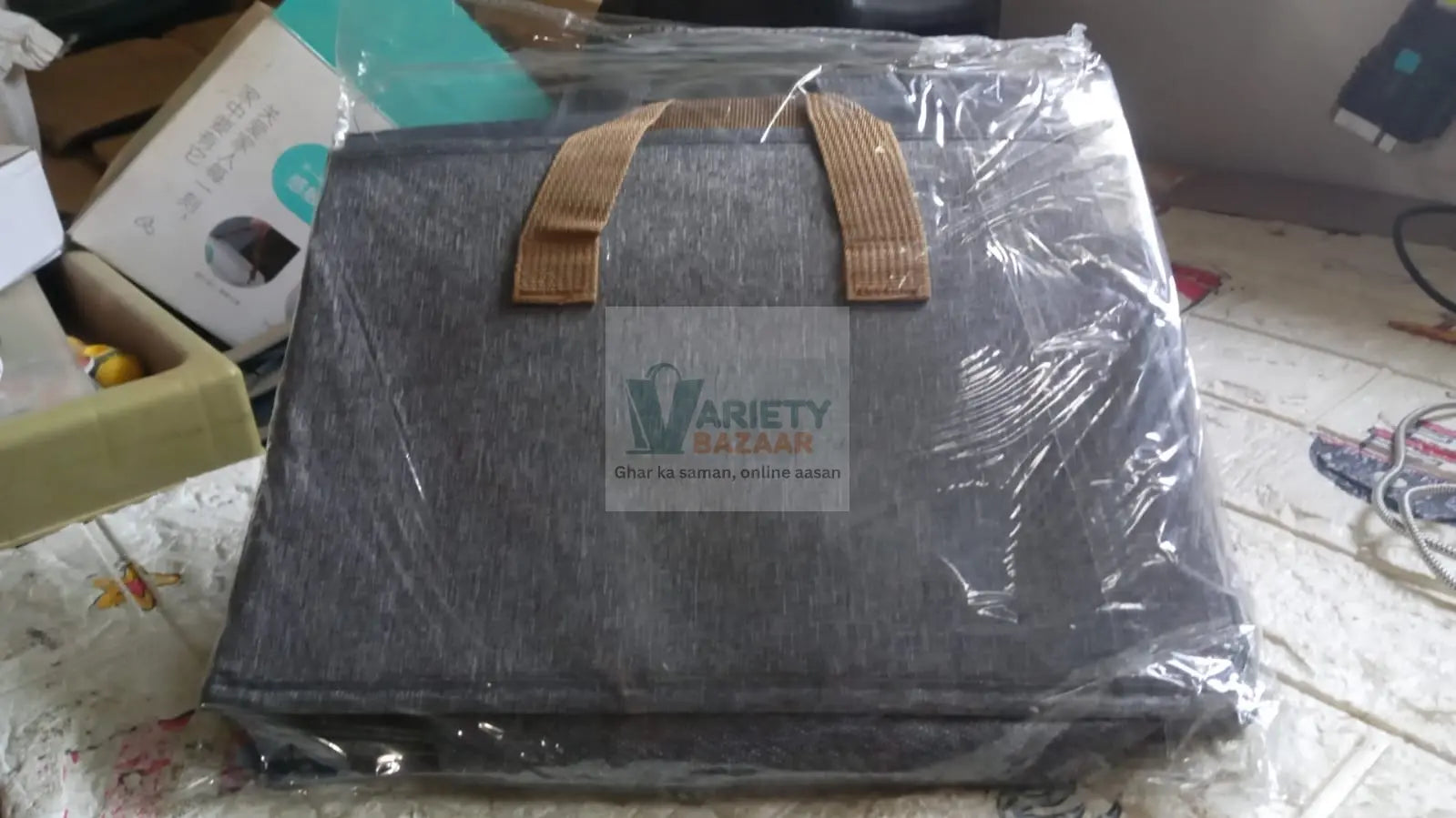 12627 FOLDABLE STORAGE BOX WITH LID AND HANDLES, COTTON AND LINEN STORAGE BINS AND BASKETS ORGANIZER FOR NURSERY, CLOSET, BEDROOM, HOME (45 Cm) Travel Sahayak