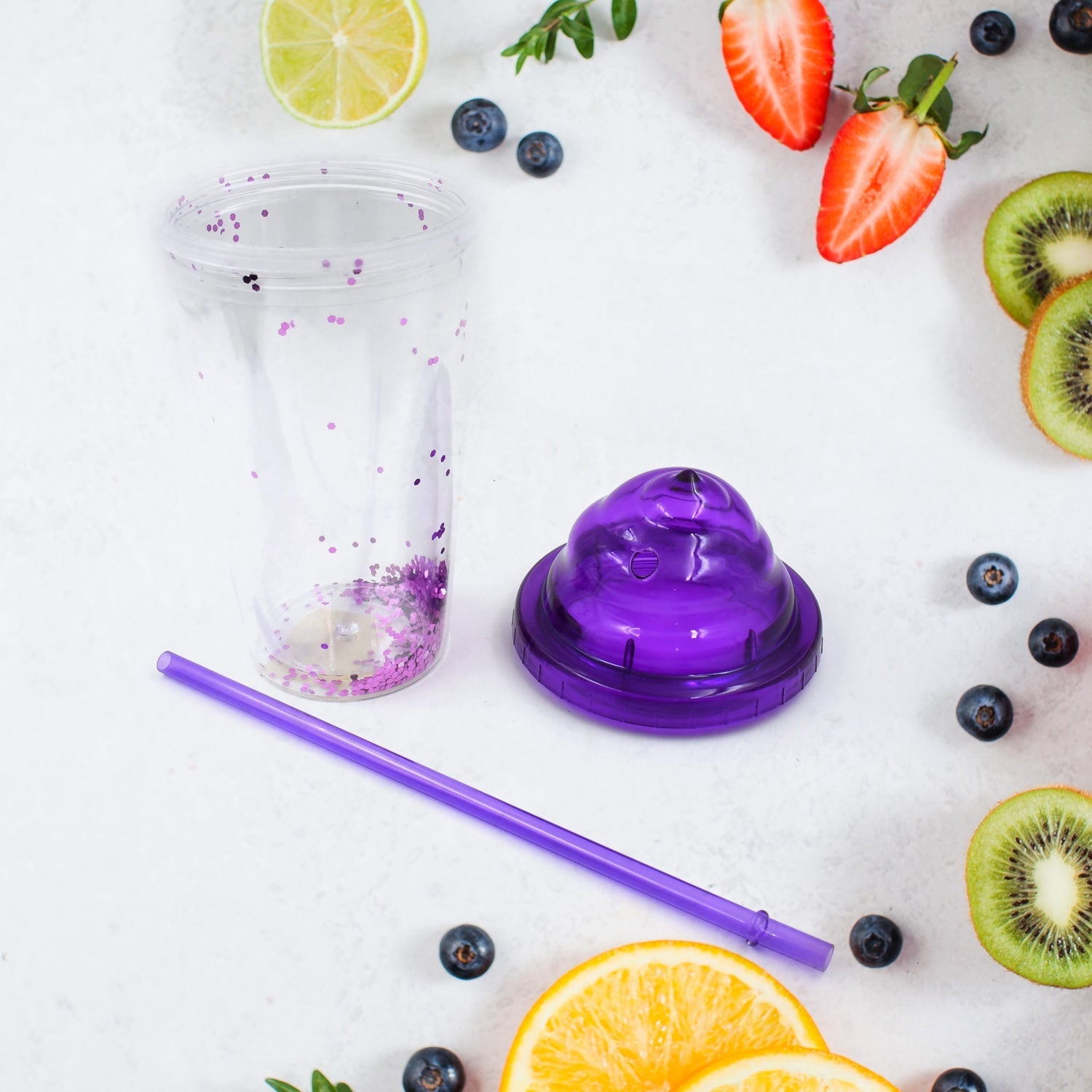 High Quality Plastic Creative Cold Drink Cup / Tumble, Reusable Tea Coffee Tumbler with Lid and Straw, Double Wall Plastic Drinking Sport Bottle, Travel Tumbler (1 Pc / Mix Color) Variety Bazaar