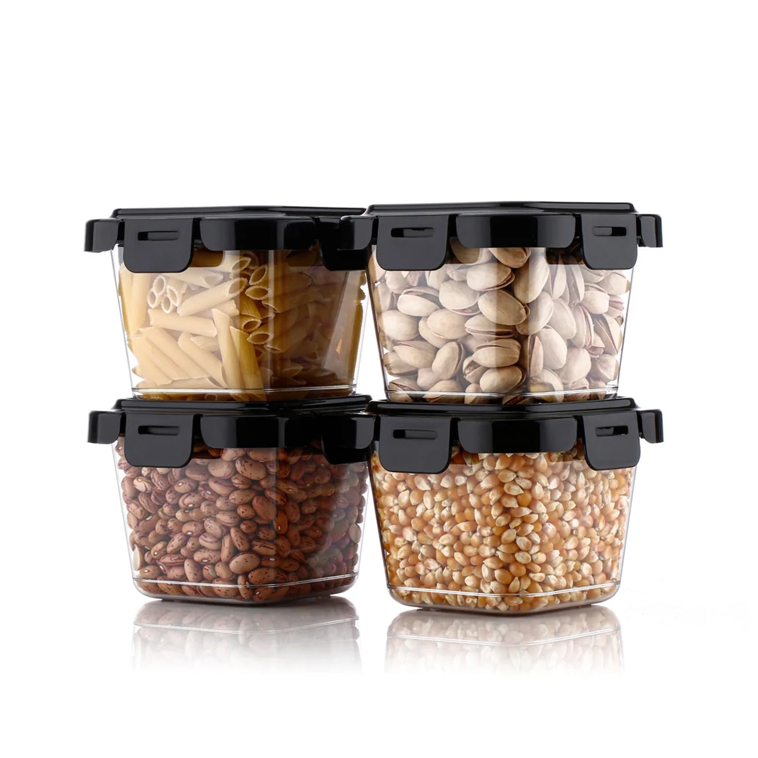 Plastic Food Storage Containers with Lid (4 Pcs Set / 500 ML) Variety Bazaar