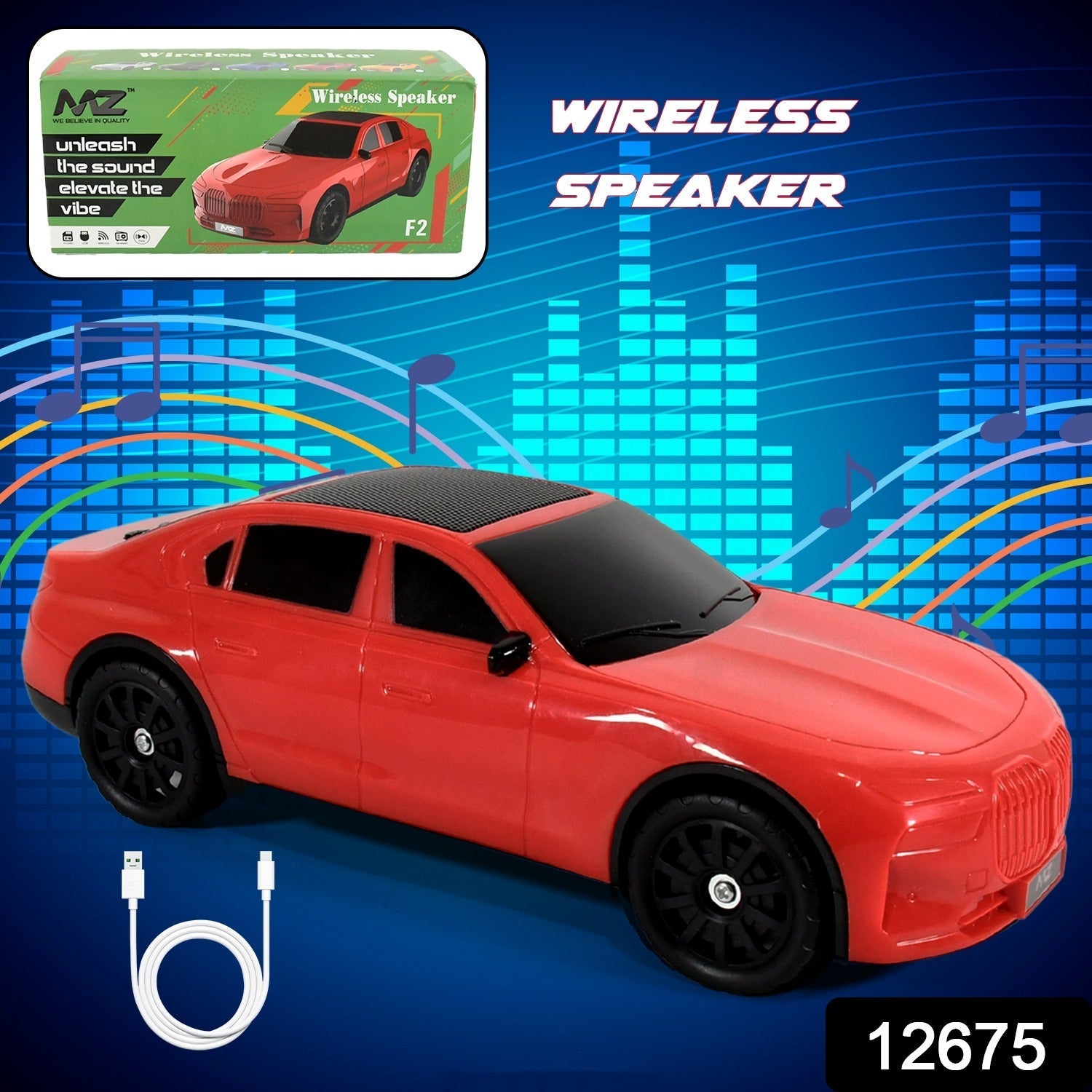 Wireless Bluetooth Speaker Portable Car Shape Music Speaker Support Bluetooth, TF Card, USB, Fm Radio Function Unique Shape Car Speaker Variety Bazaar