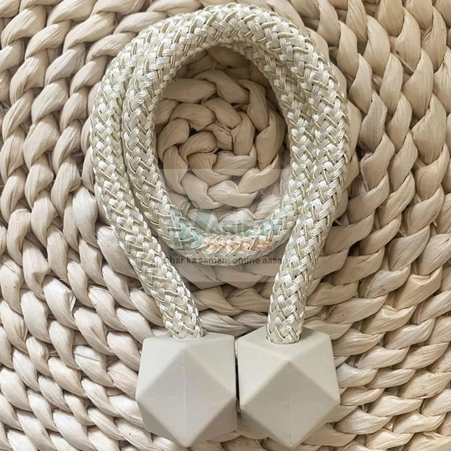 1422 Home Plastic Curtain Tiebacks, Straps, Buckle, Clips Rope Straps Window Curtain Bracket Decoration, Pearl Decorative Rope Holdback Holder for Window (2 Pc) (WithOut Magnet Buckle) Travel Sahayak