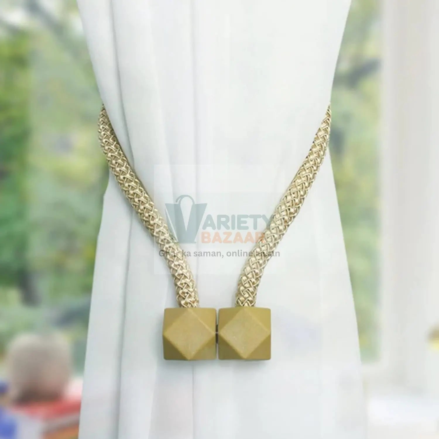 1422 Home Plastic Curtain Tiebacks, Straps, Buckle, Clips Rope Straps Window Curtain Bracket Decoration, Pearl Decorative Rope Holdback Holder for Window (2 Pc) (WithOut Magnet Buckle) Travel Sahayak