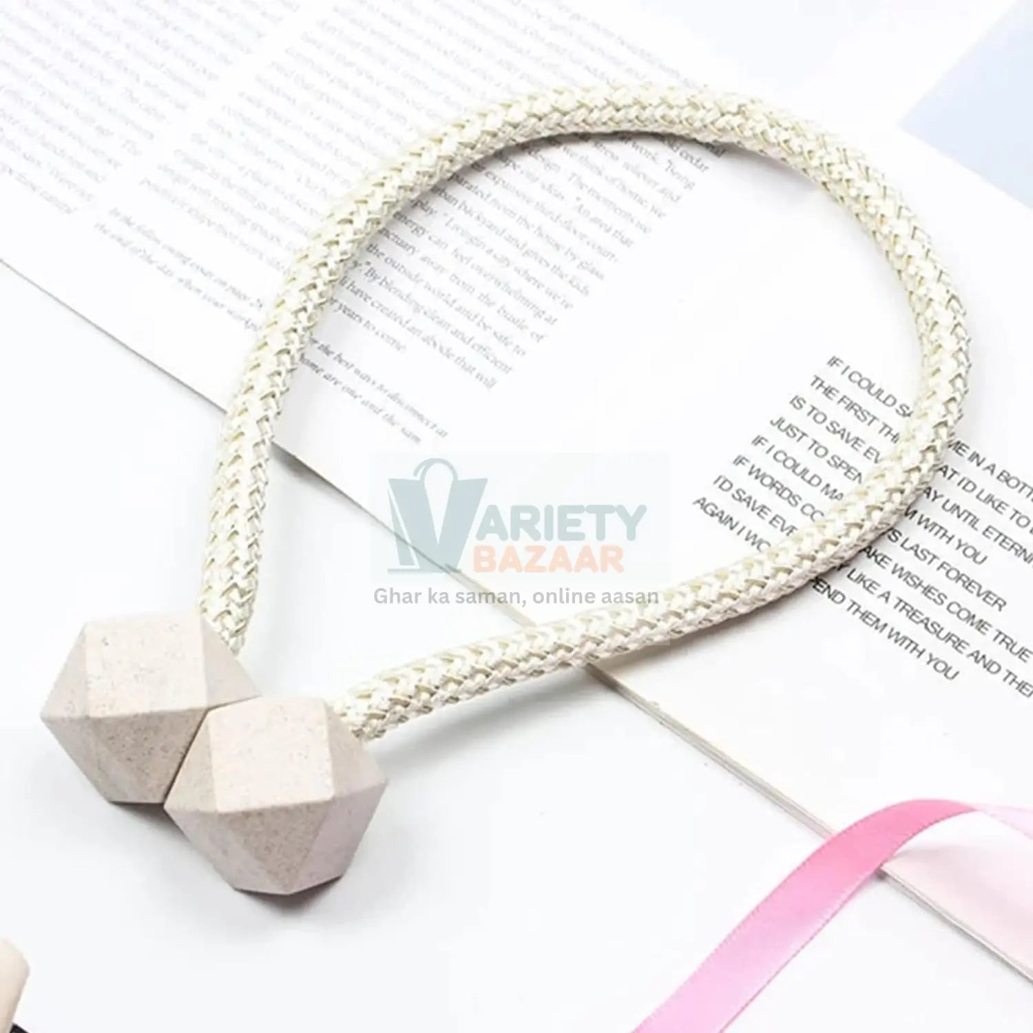 1422 Home Plastic Curtain Tiebacks, Straps, Buckle, Clips Rope Straps Window Curtain Bracket Decoration, Pearl Decorative Rope Holdback Holder for Window (2 Pc) (WithOut Magnet Buckle) Travel Sahayak