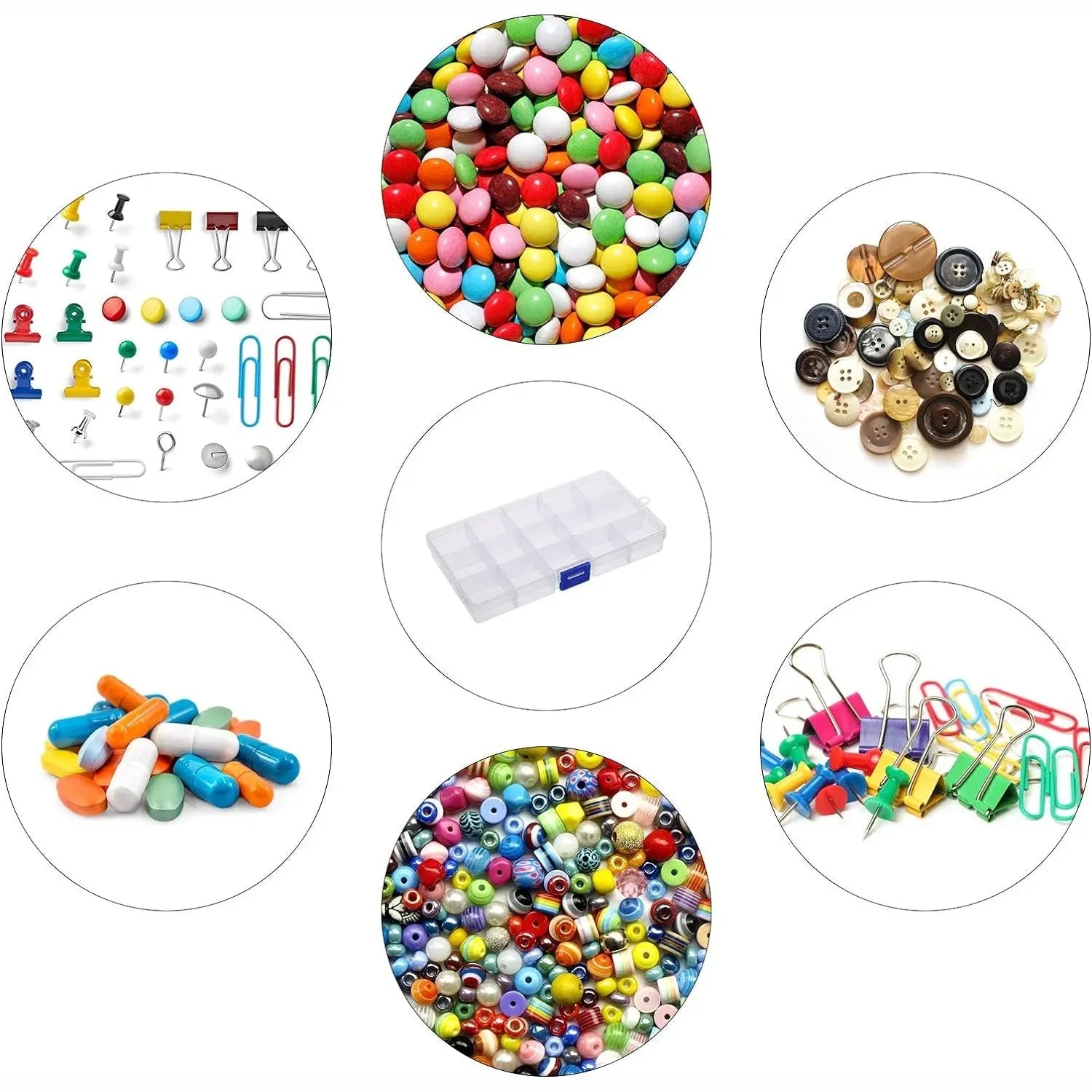 15-Grid Clear Plastic Jewelry Organizer Box with Dividers (1 Pc) Variety Bazaar