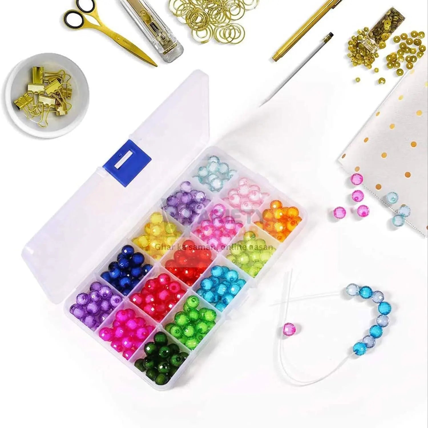 15-Grid Clear Plastic Jewelry Organizer Box with Dividers (1 Pc) Variety Bazaar