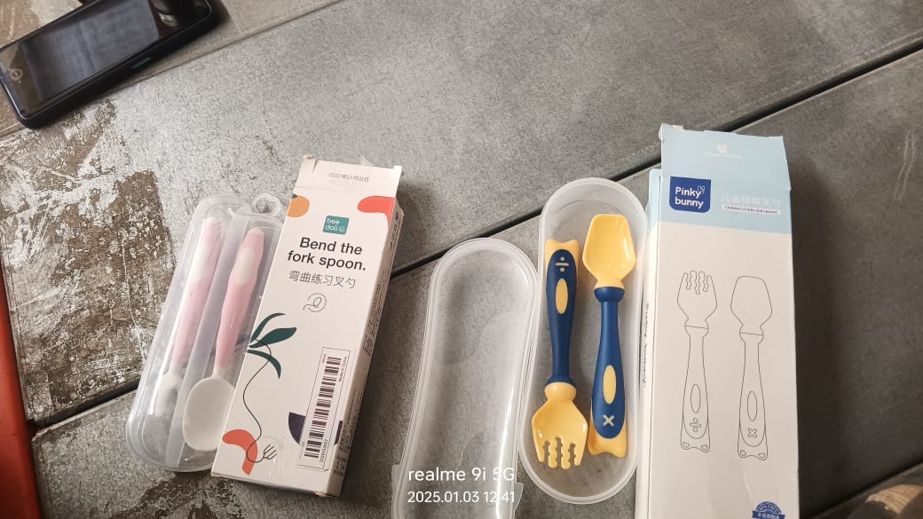 Silicone Bendable Kids Spoon & Fork Set – Toddler Self-Feeding Utensils (2 Pc Set) Variety Bazaar