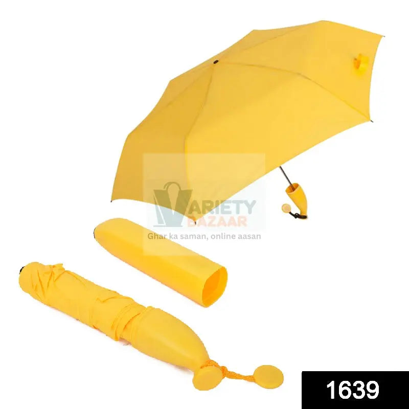1639 Stylish Banana Shaped Mini Foldable Umbrella Travel Sahayak