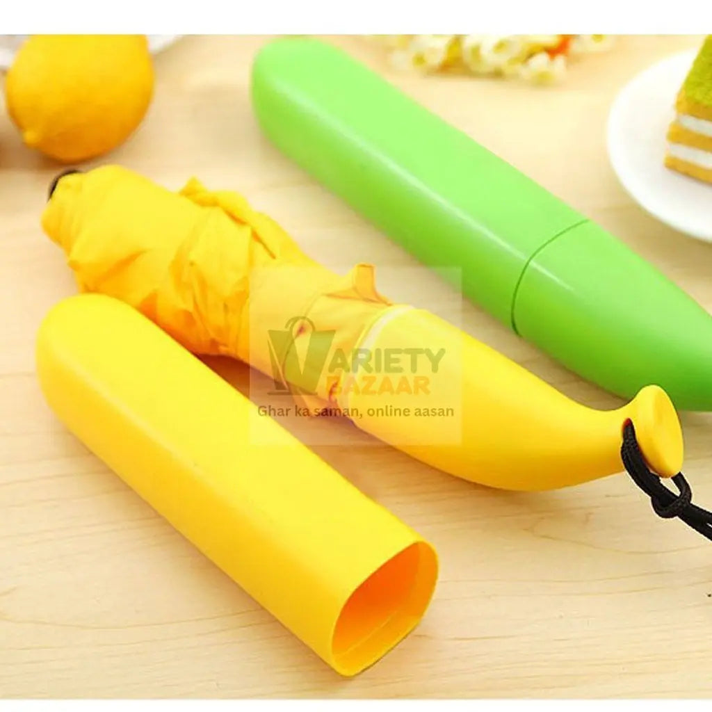 1639 Stylish Banana Shaped Mini Foldable Umbrella Travel Sahayak