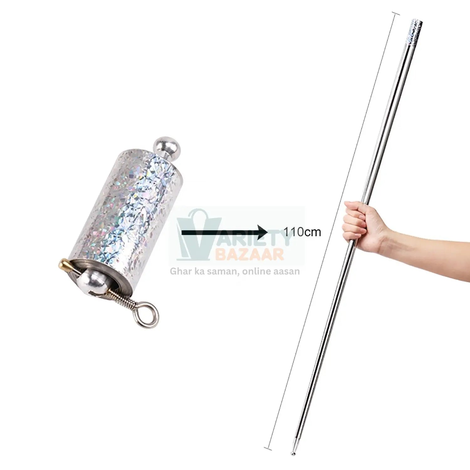 1697 Magic Toy Metal High Elasticity Steel Silver Appearing Cane Magic Toy Magic Steel Travel Sahayak