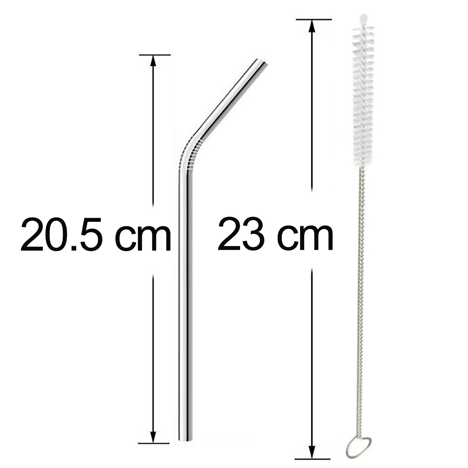 Reusable Stainless Steel Drinking Straws Bent (4 Bent Straws, 1 Brush) Variety Bazaar