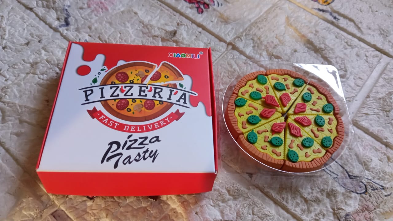 3D Pizza Slices Eraser Set – Fancy & Colorful Stationery for Kids & Gifts (7 slice) Variety Bazaar