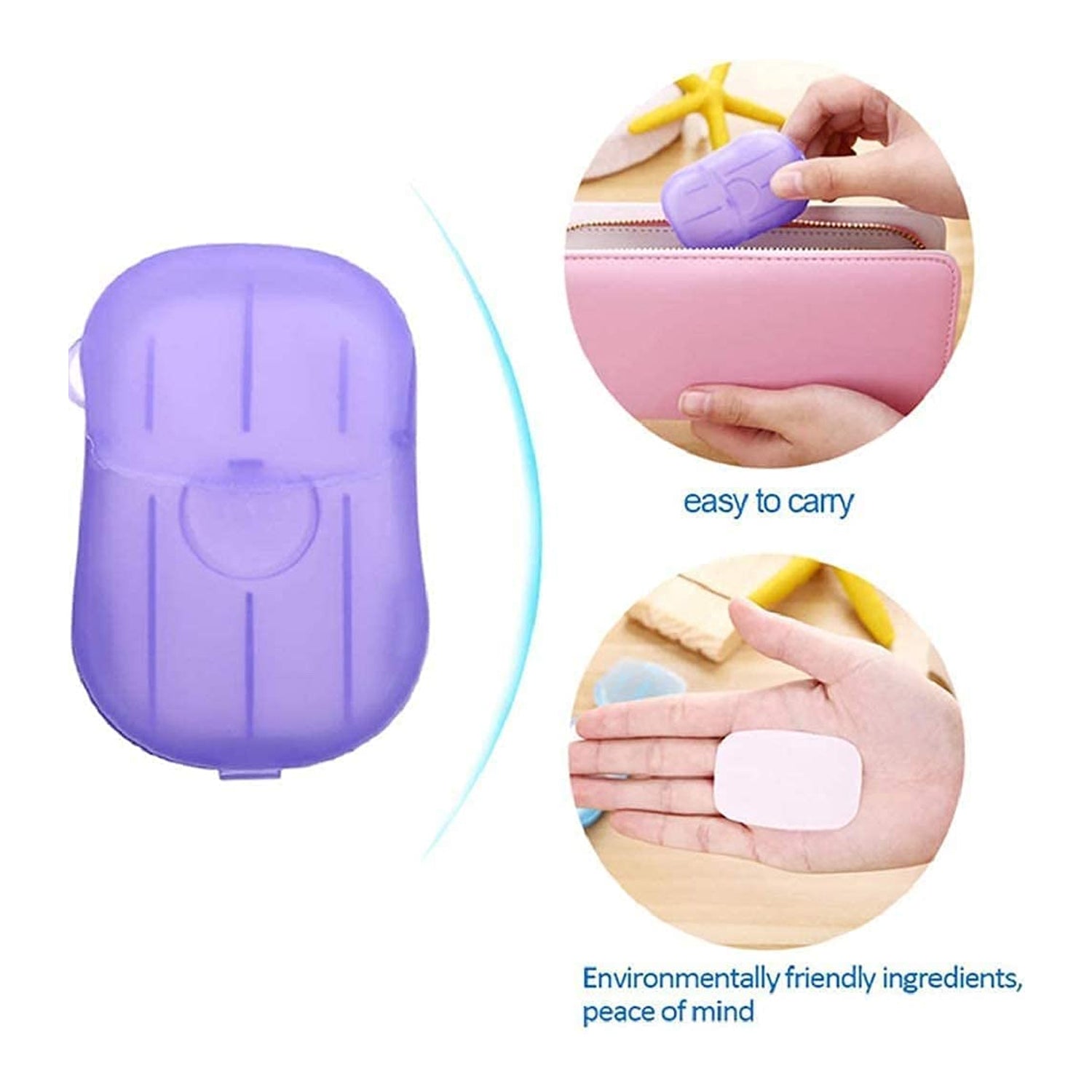 Portable Easy Carry Travel Paper Soap Sheet with Mini Box (20 Sheets in a Pack Approx / Mix Color) travel sahayak