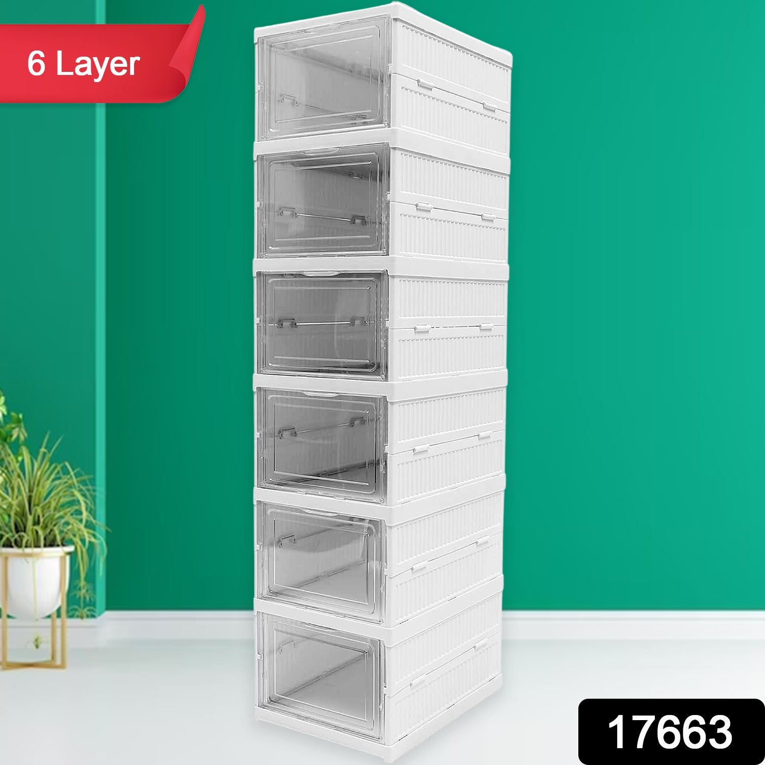 6-Layer Stackable Foldable Storage Organizer Cart for Clothes, Kitchen, Closet & Bathroom Variety Bazaar