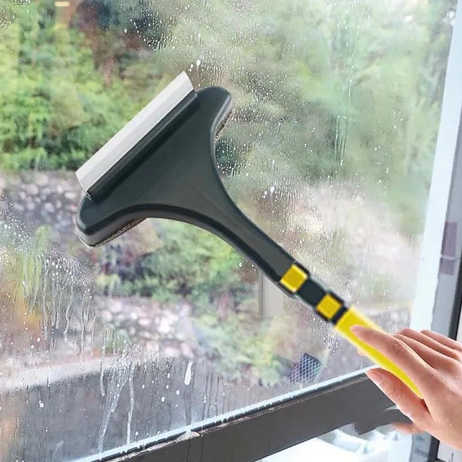 2-in-1 Mesh Cleaning Brush & Wiper with Extended Handle – Window Cleaner (1 Pc) Variety Bazaar