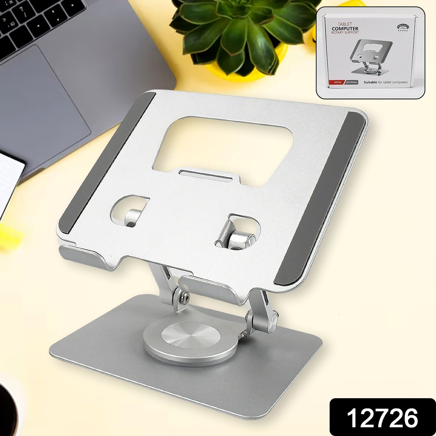Aluminum Alloy 360°Rotating Bracket, Adjustable Tablet Stand, Portable Foldable Ergonomic Tablet Support Variety Bazaar