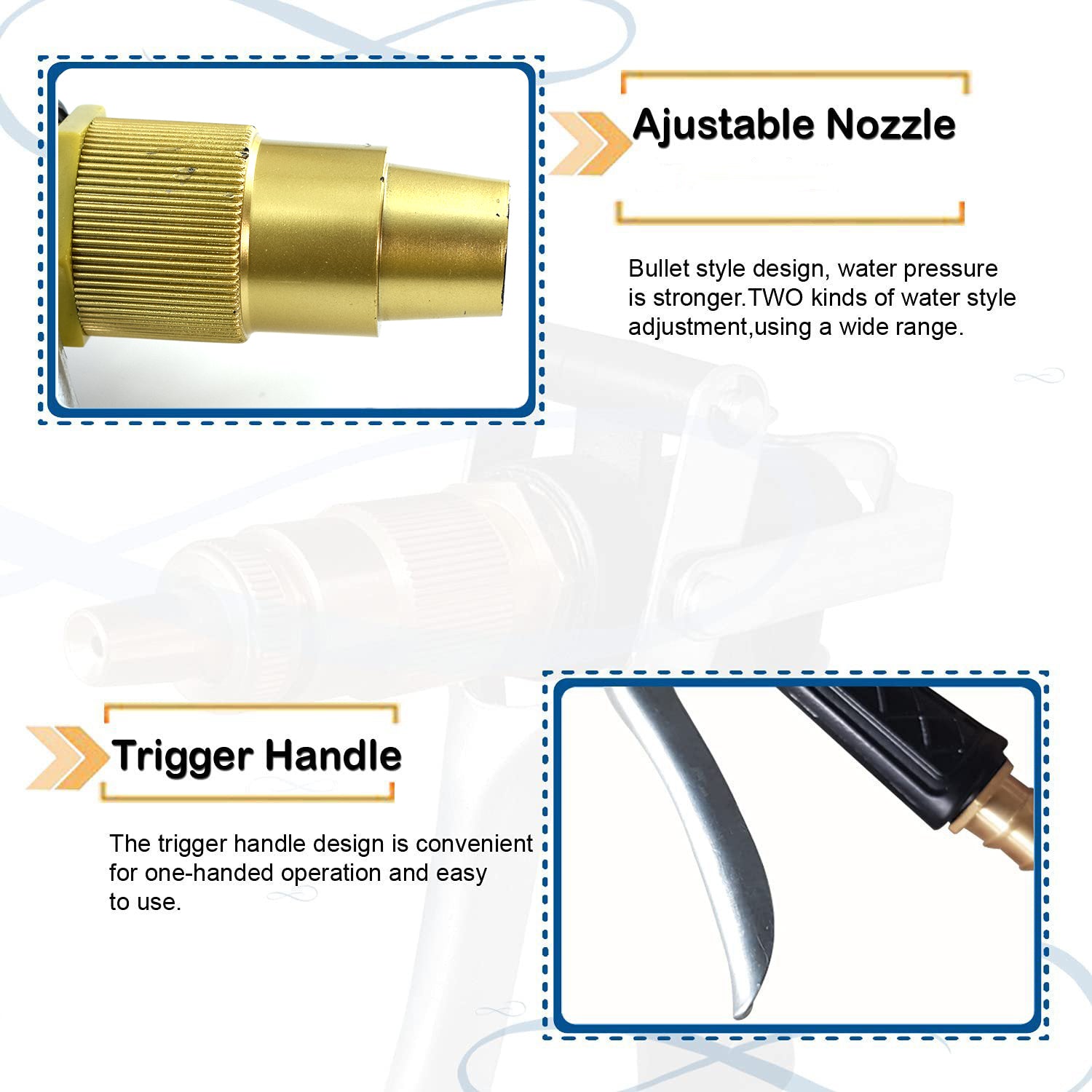 1608 Durable Gold Color Trigger Hose Nozzle Water Lever Spray Travel Sahayak