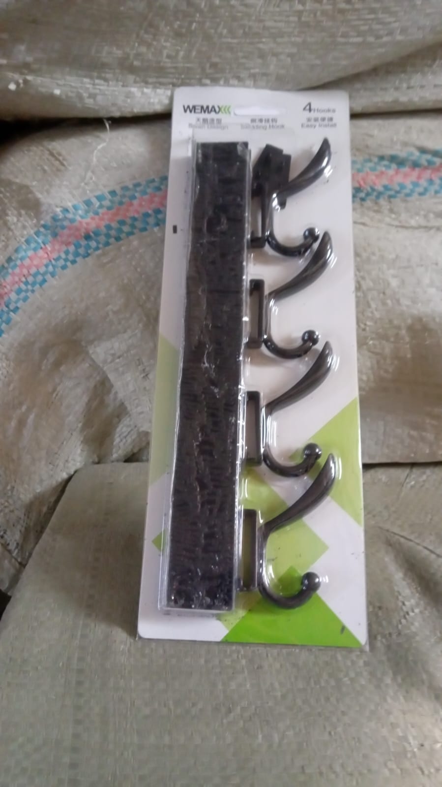 Extra Long 4-Hook Wall Coat Hanger with Eco Adhesive Variety Bazaar