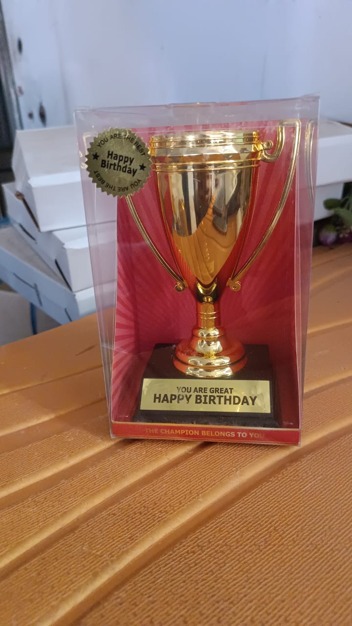 Golden Birthday Trophy – “You Are Great Happy Birthday” Plastic Award with Base Variety Bazaar