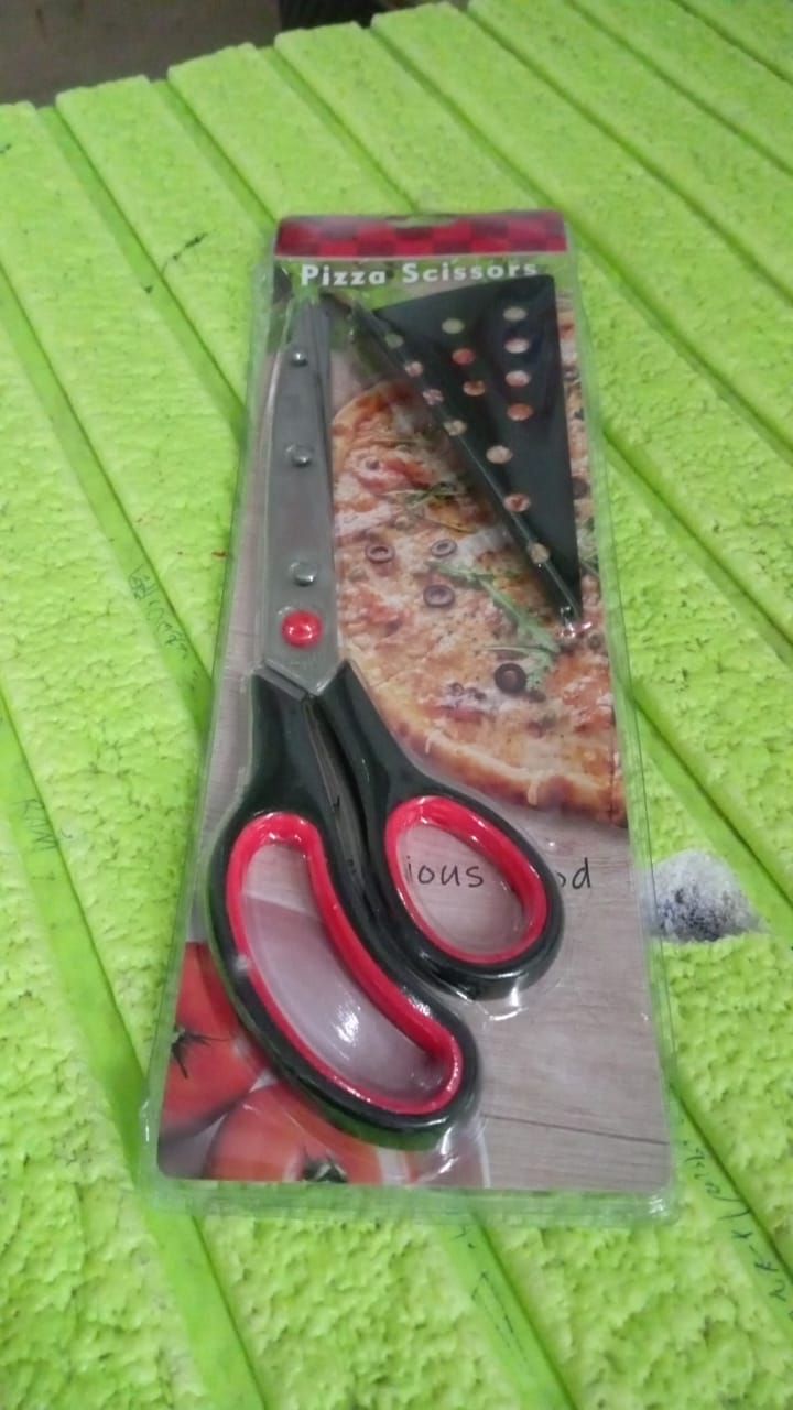 Stainless Steel Pizza Cutter Scissors Plastic Handle with Removable Spatula Variety Bazaar