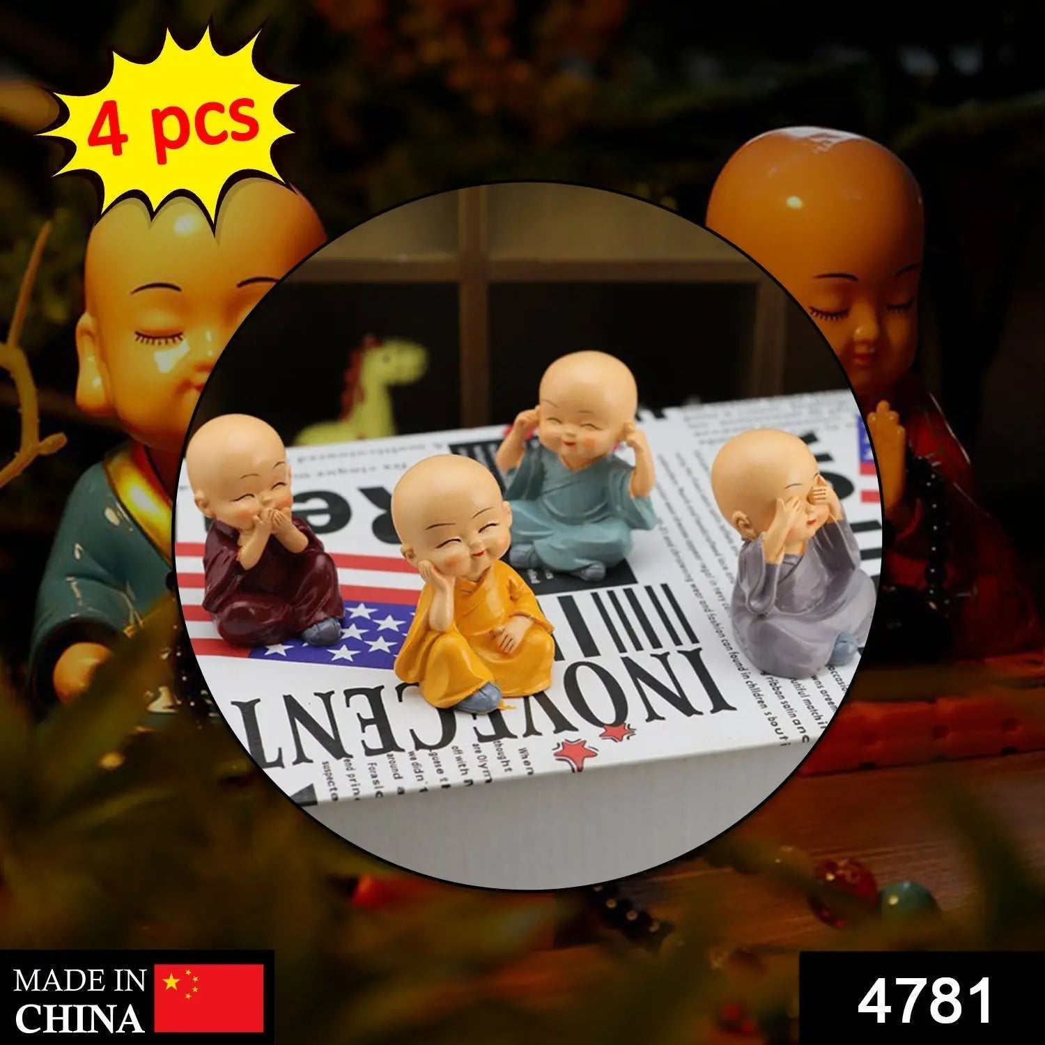 4781 baby buddha 4Pc and show piece used for house, office and official decorations etc. - varietybazaar.co.in