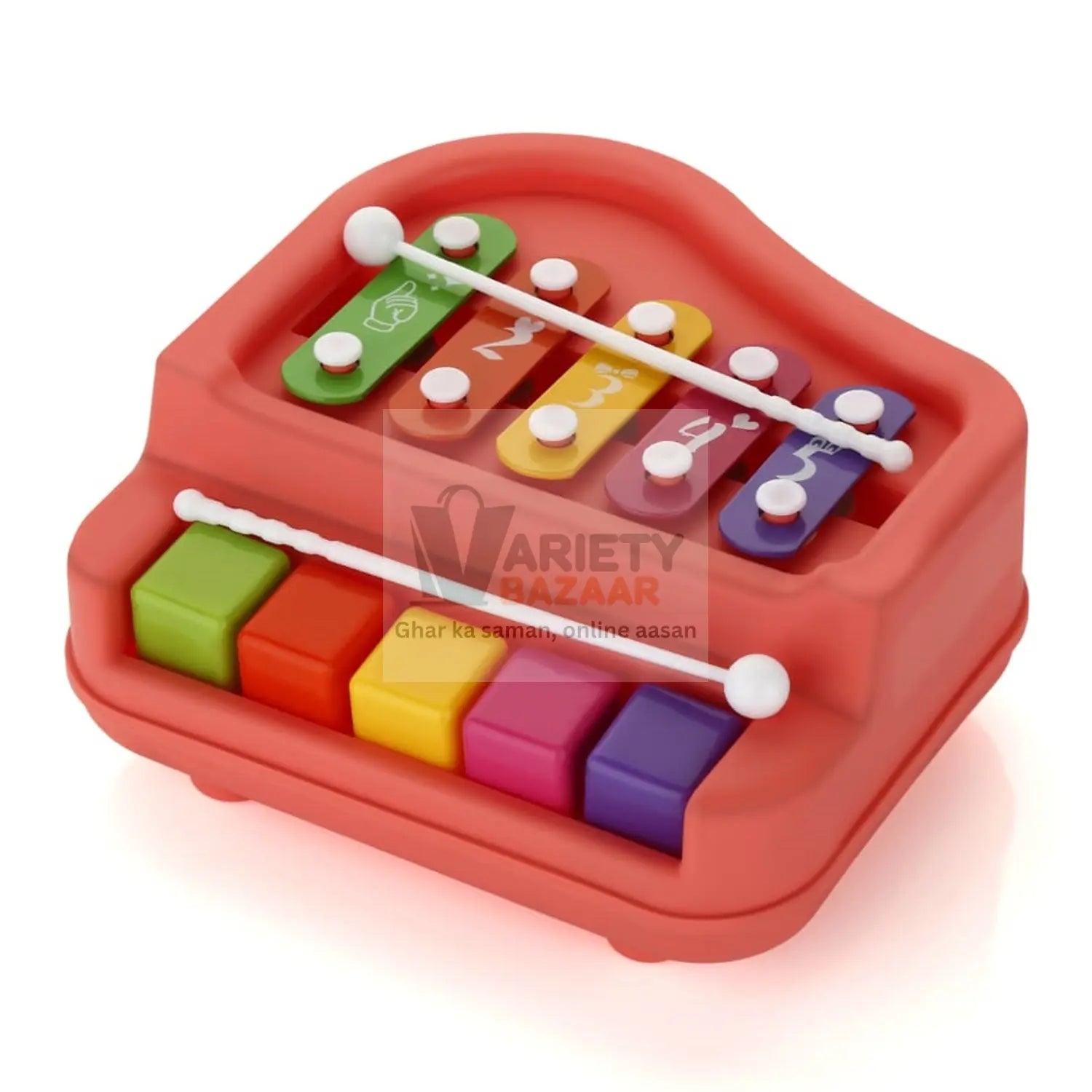 2 in 1 Baby Piano Xylophone Toy for Toddlers, 5 Multicolored Key Keyboard Xylophone Piano, Preschool Educational Musical Learning Instruments Toy for Baby Kids Girls Boys 3+ Years (1 Pc) travel sahayak