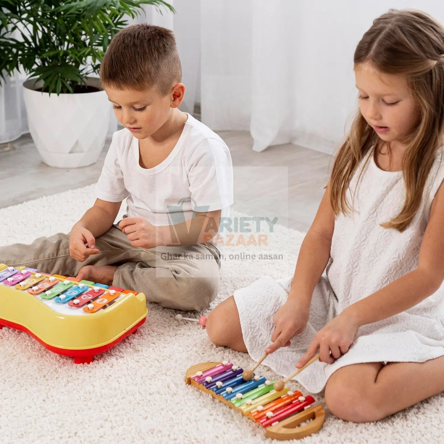 2 in 1 Baby Piano Xylophone Toy for Toddlers, 5 Multicolored Key Keyboard Xylophone Piano, Preschool Educational Musical Learning Instruments Toy for Baby Kids Girls Boys 3+ Years (1 Pc) travel sahayak