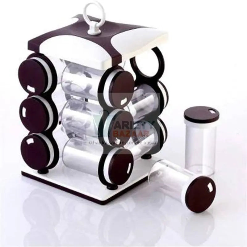 2036 Spice jar Set - Food Grade Plastic 12pcs Spice jar (Brown Box) Travel Sahayak