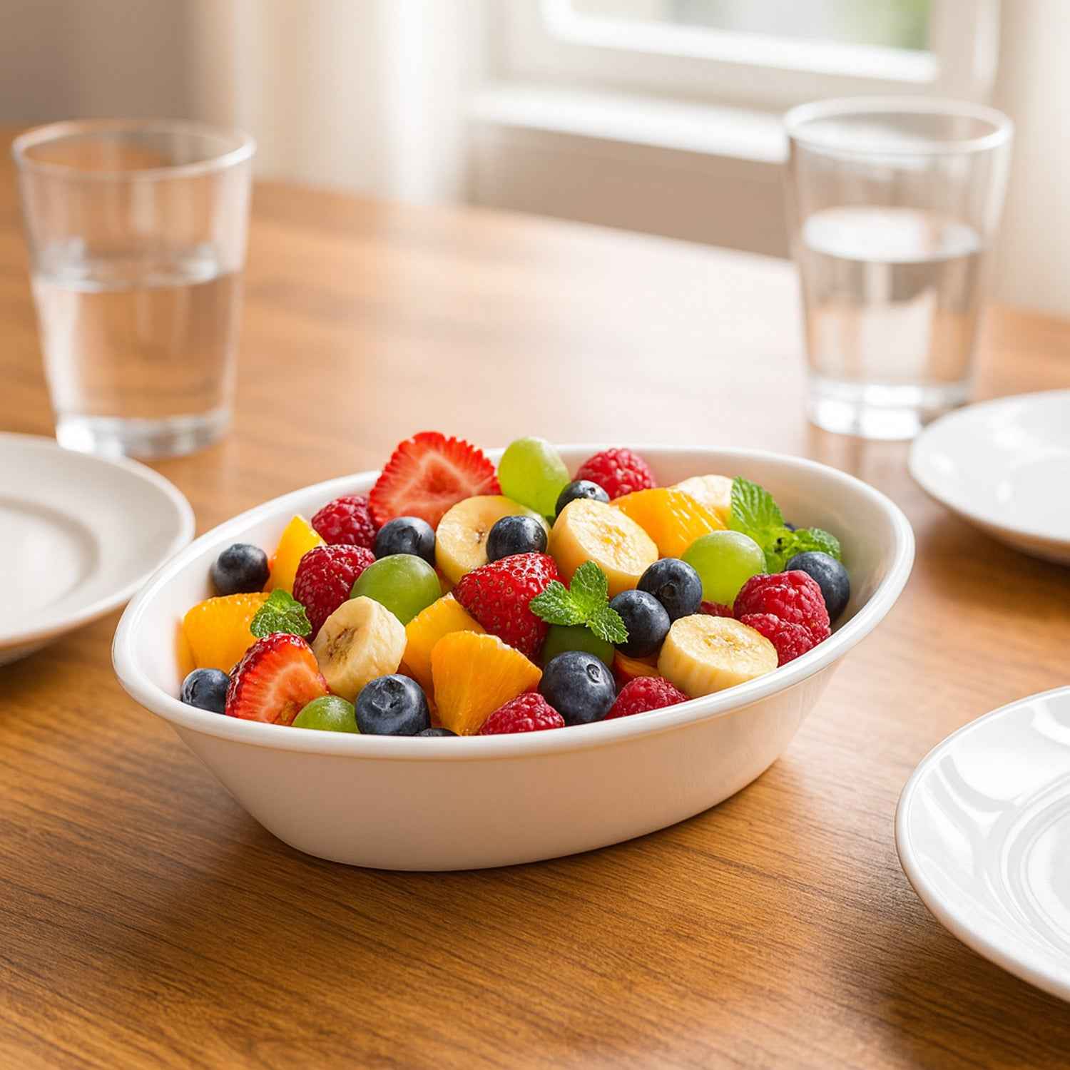 Plastic Marin Serving Bowl Elegant Oval Deep Bowl (1 Pc White)