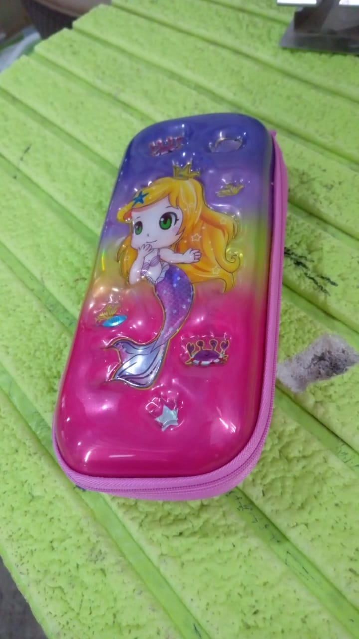 3D Cartoon Zipper Compass Box, Pencil Box (1 Pc) Variety Bazaar