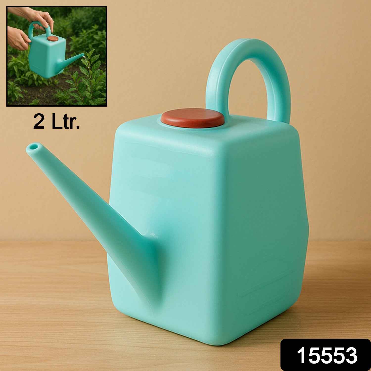 2 Litre Heavy-Duty Plastic Gardening Watering Can with Long Spout & Ergonomic Handle
