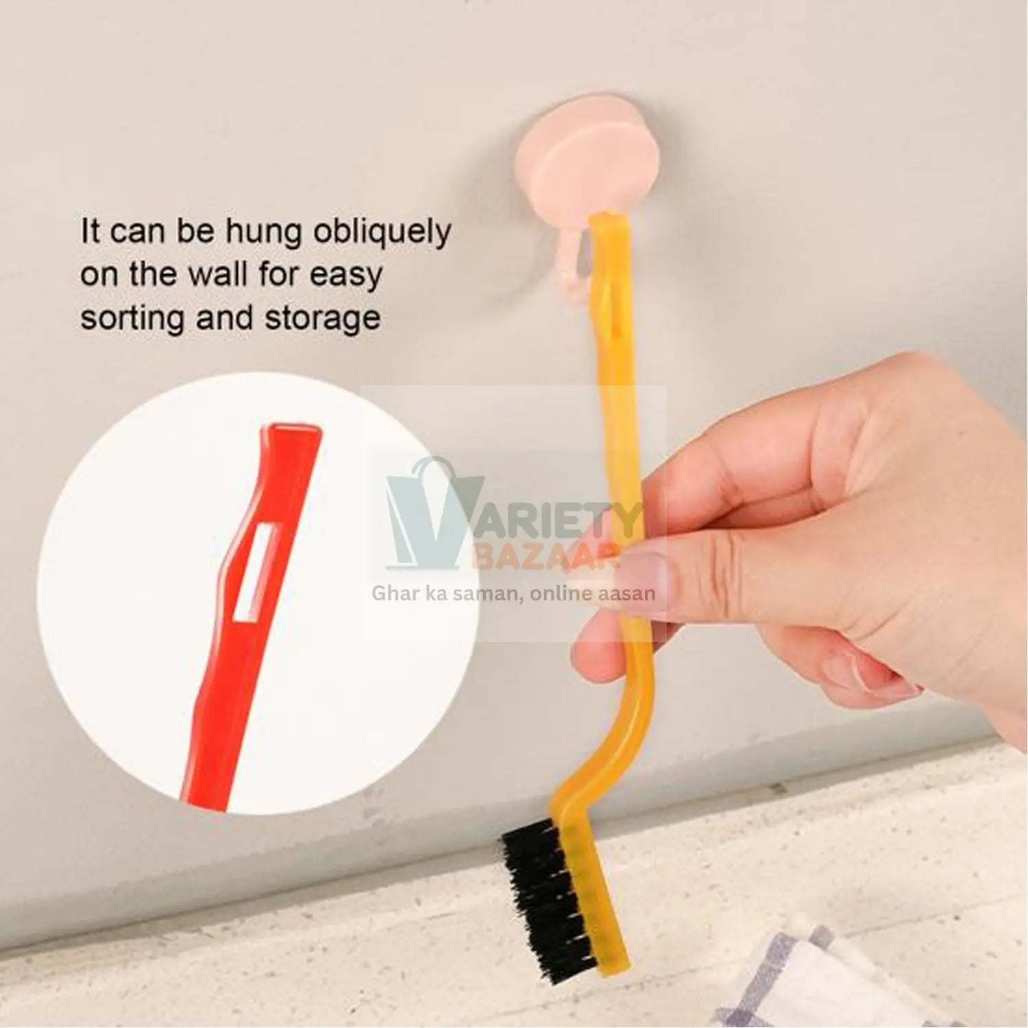 2166 3pc Mini Wire Brush Set Brass Nylon Stainless Steel Bristles Household Cleaning Brush for Gas Stove, Smoke Machine Tool Burner Tiles Tap Rust Removal Welding Slag Dirt & Paint Scrubbing. Travel Sahayak