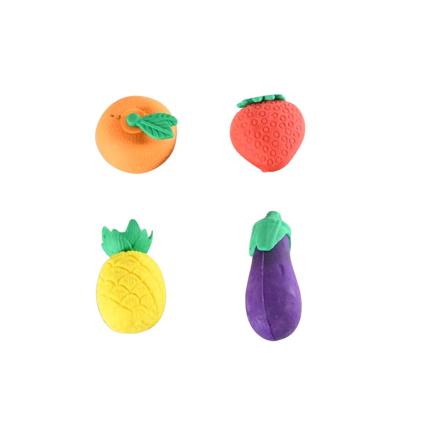 Mini Cute Veg & Fruit Erasers – 3D Colorful Eraser Set for Kids (4 Pc) Variety Bazaar