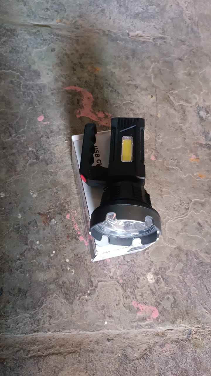 Heavy-Duty Rechargeable USB LED Hand Torch with COB Side Light (1 Pc)