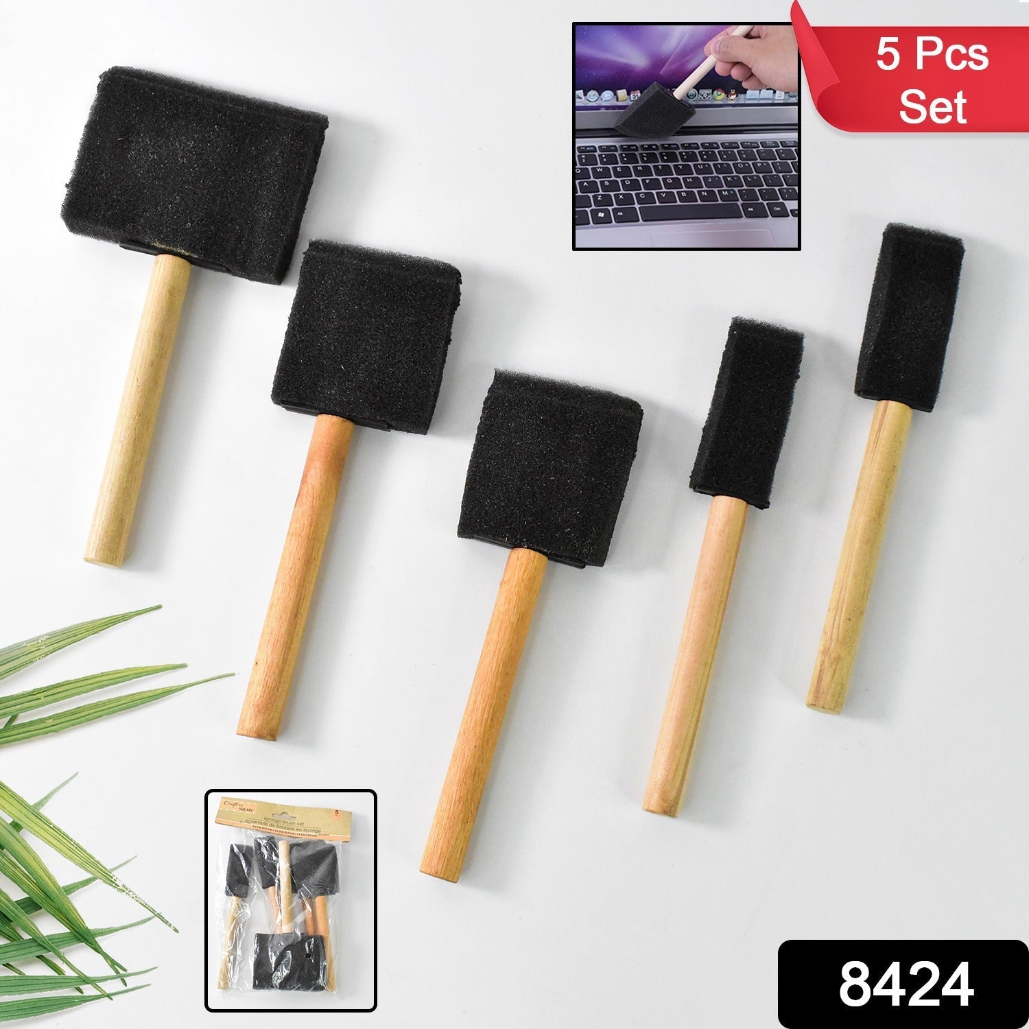 Multipurpose Sponge Brushes for Painting with Wooden Handles Variety Bazaar
