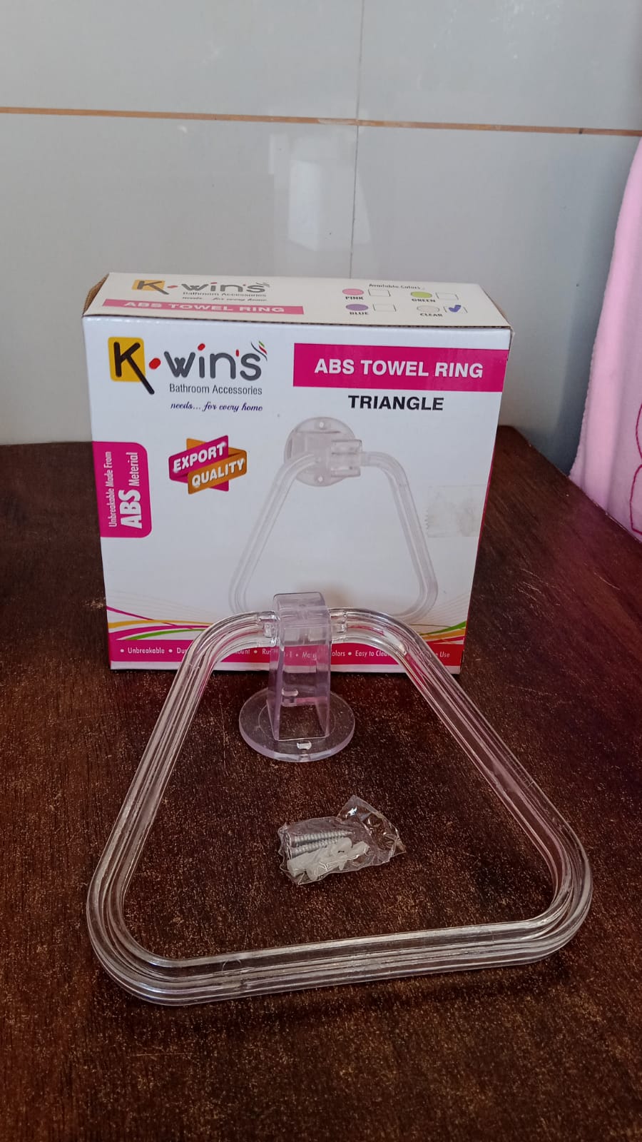 Unbreakable ABS Square Towel Ring Wall Mounted Stand / Holder (1 Pc) Variety Bazaar