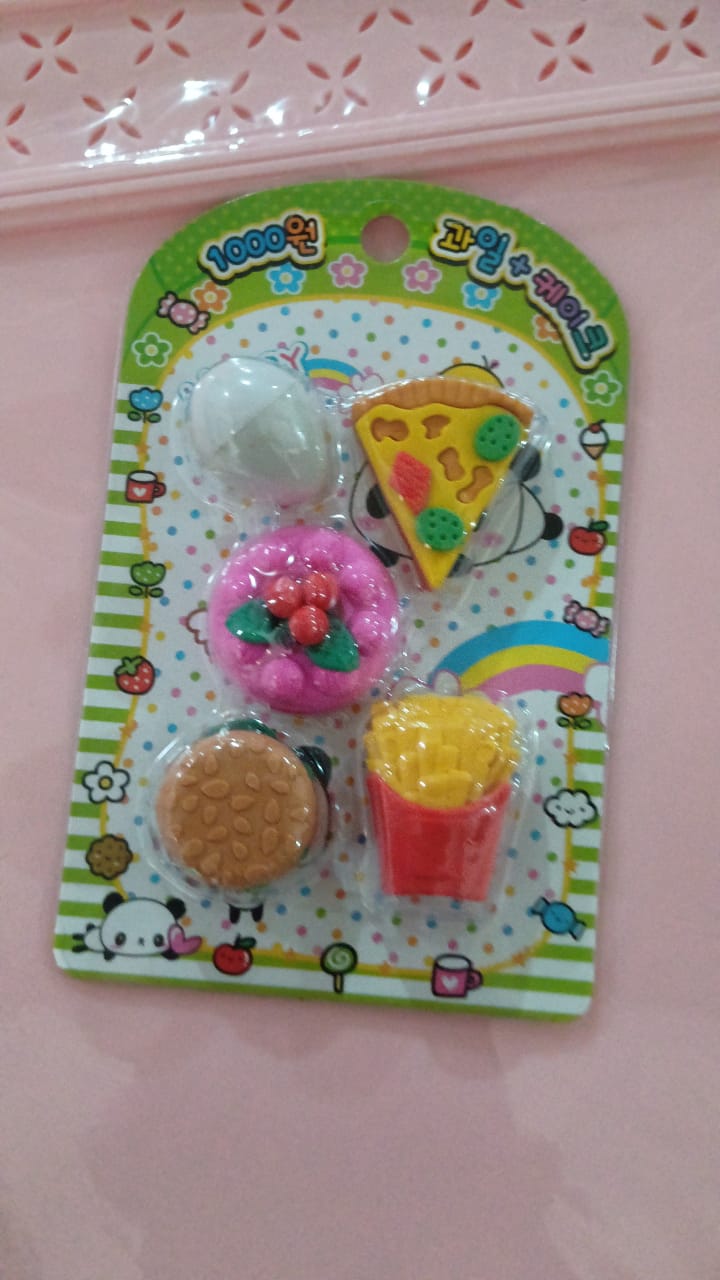 3D Food-Shaped Colorful Eraser Set – Cute Novelty Mini Erasers for Kids (5 Pc Set) Variety Bazaar