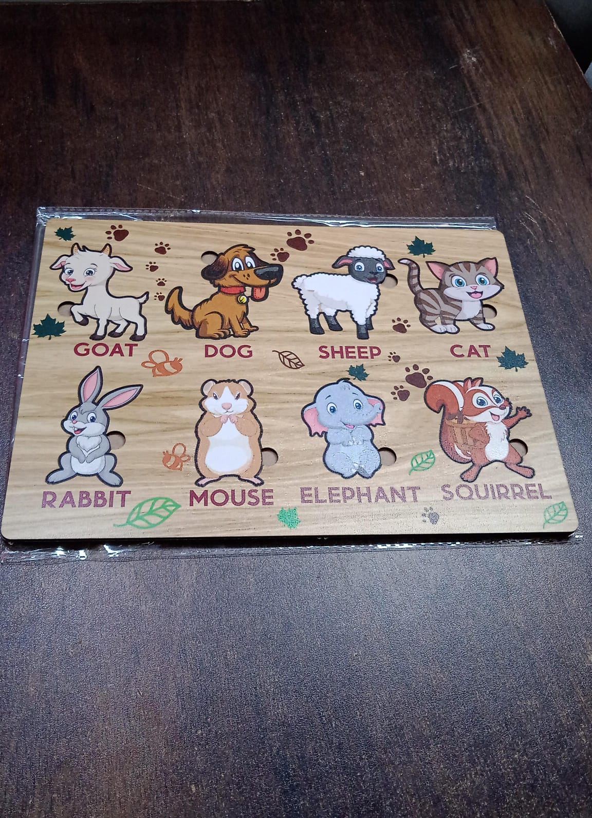 Wooden Animal Puzzle Learning Educational Board (1 Set / 28×20 Cm) Variety Bazaar