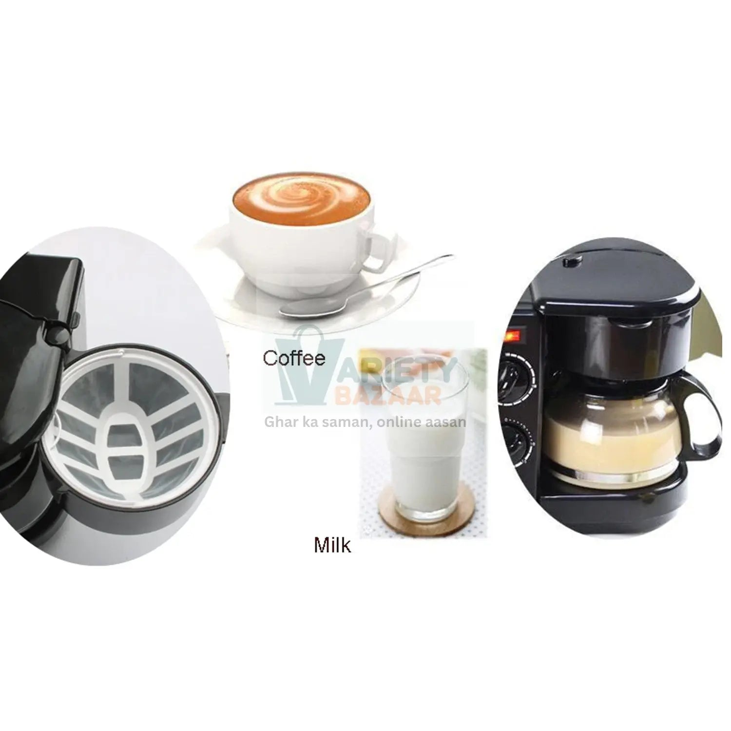 2788 3 in 1 Breakfast Maker Portable Toaster Oven, Grill Pan & Coffee Maker Full Breakfast Ready at One Go Travel Sahayak