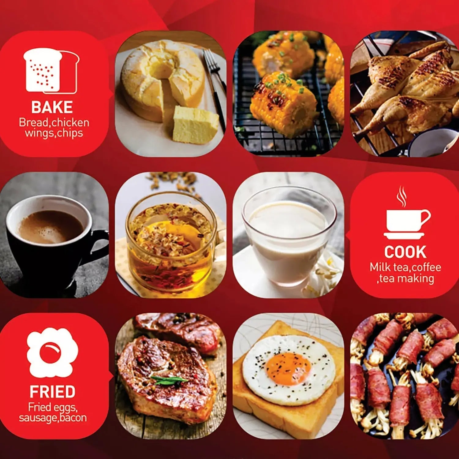 2788 3 in 1 Breakfast Maker Portable Toaster Oven, Grill Pan & Coffee Maker Full Breakfast Ready at One Go Travel Sahayak